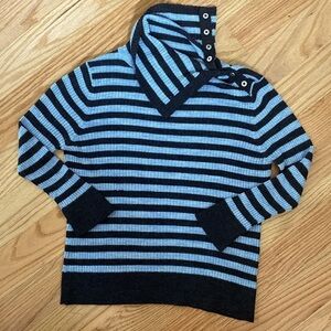 Free People Turtleneck Sweater Top Women’s Striped Ribbed Wool blend Warm Large